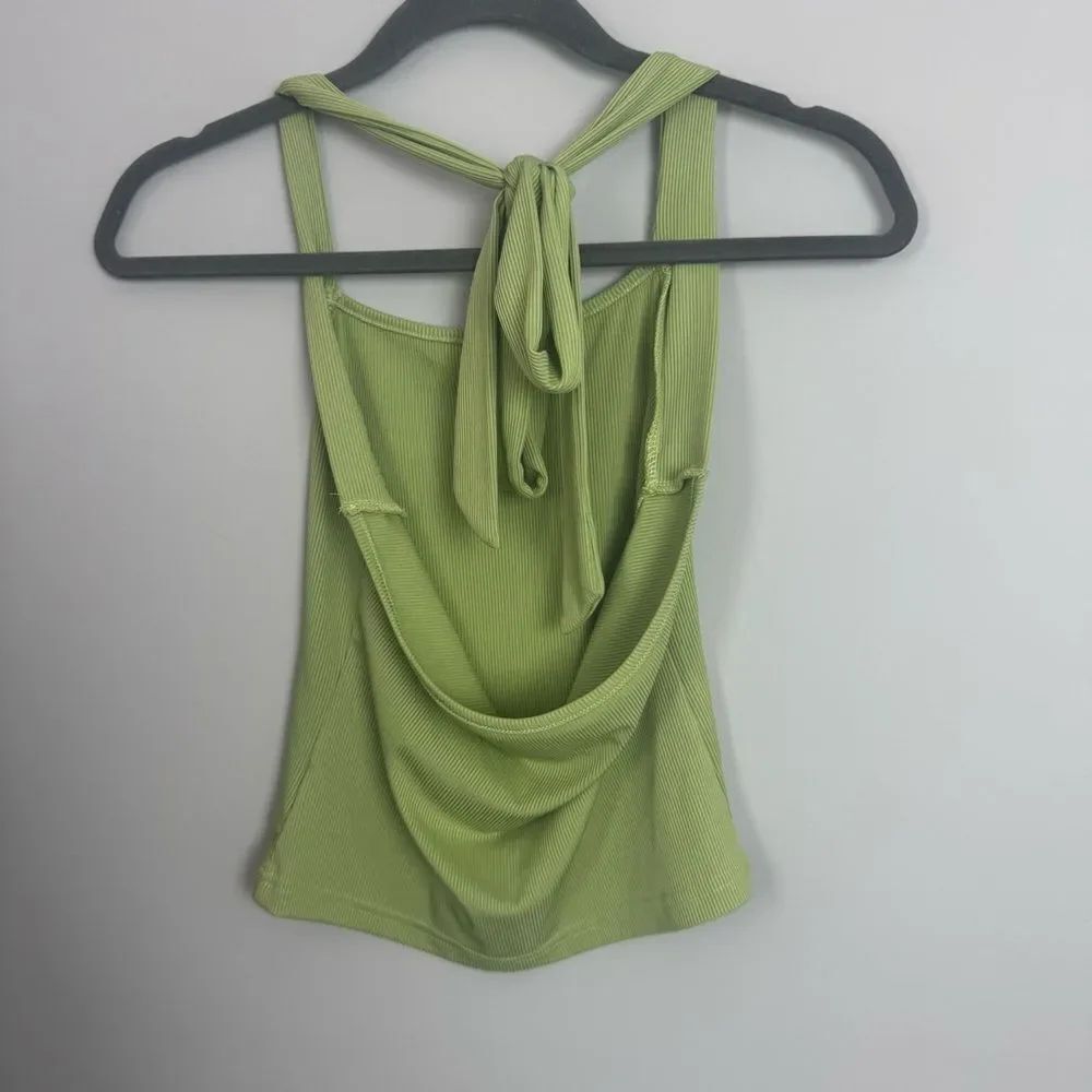 SHEIN | Ribbed Avacado Green Tie Halter Neck Top Women’s Size Small/4 - Picture 6 of 7